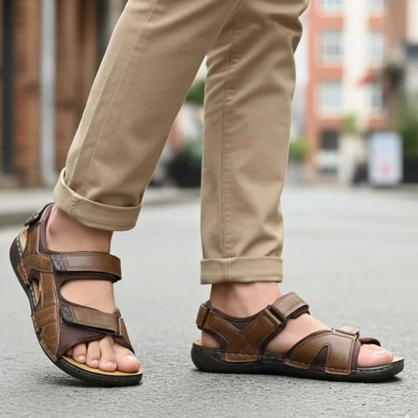 صندل طبی چسبی چرمی مردانه شهپر 803